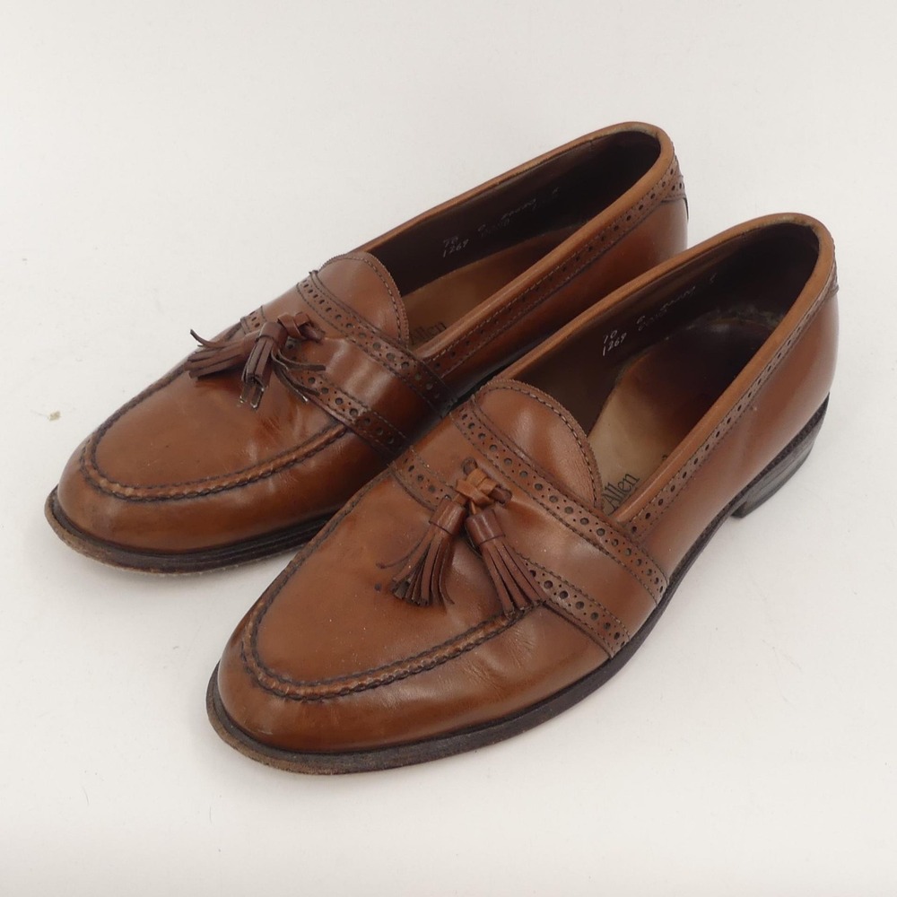 Allen Edmonds Harvard Brown Leather Brogue Tassel Loafers Men's Size‎ 10 C